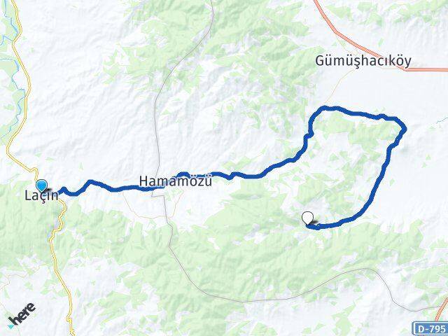 Çorum Laçin Köseler Gümüşhacıköy Amasya Arası Kaç Km - Yol Haritası