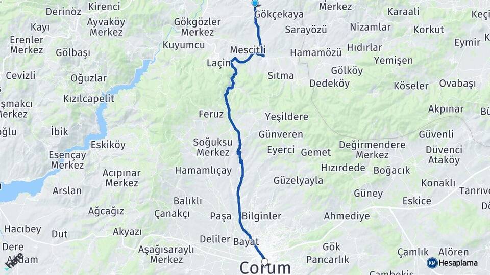 Narlı Çorum Arası Kaç Km - Yol Tarifi