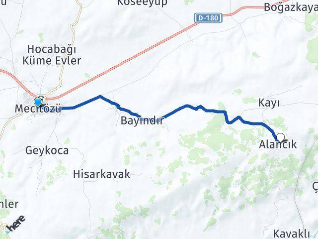 Çorum Mecitözü Alancık Mecitözü Arası Kaç Km - Yol Haritası