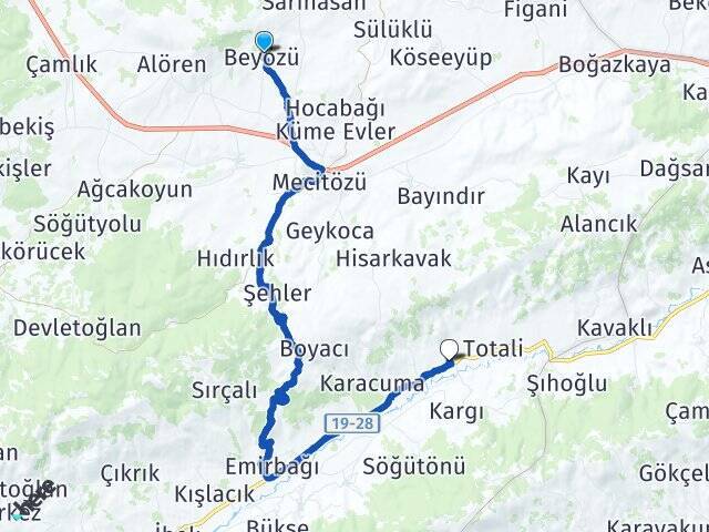 Beyözü Yeşilova Arası Kaç Km - Yol Tarifi