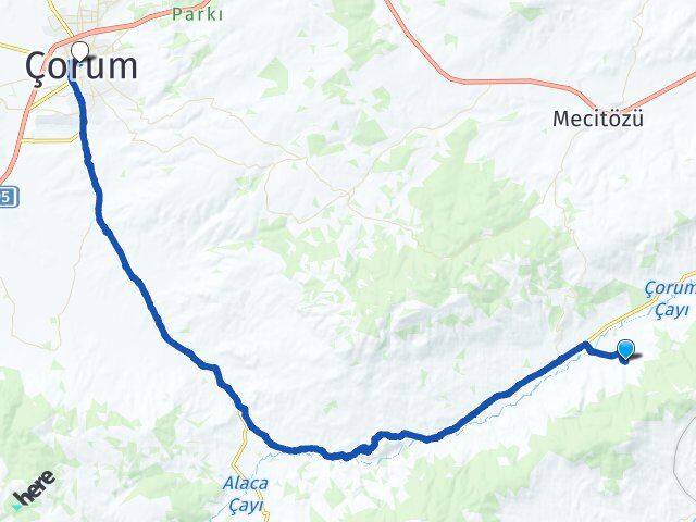 Çayköy Çorum Arası Kaç Km - Yol Tarifi