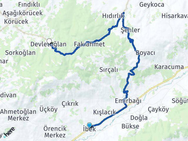 İbek Devletoğlan Arası Kaç Km - Yol Tarifi