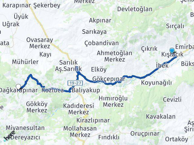 Kışlacık Dağkarapınar Arası Kaç Km - Yol Tarifi