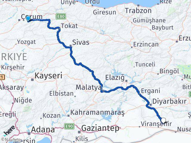 Çorum Mecitözü Mardin Arası Kaç Km - Yol Haritası