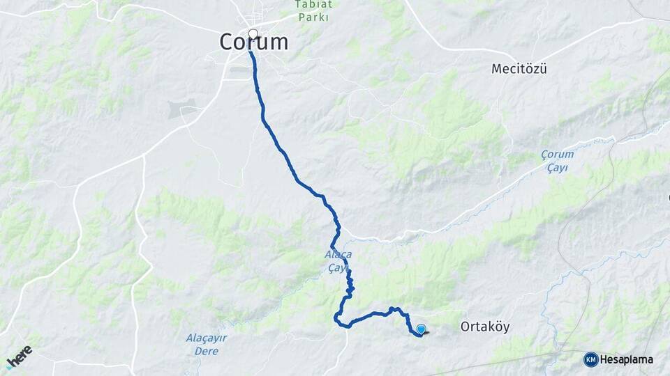 Karahacip Çorum Arası Kaç Km - Yol Tarifi
