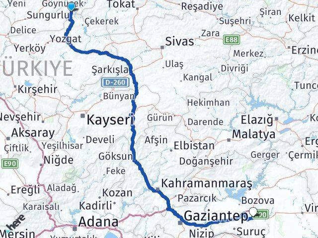 Çorum Ortaköy Şanlıurfa Arası Kaç Km - Yol Haritası