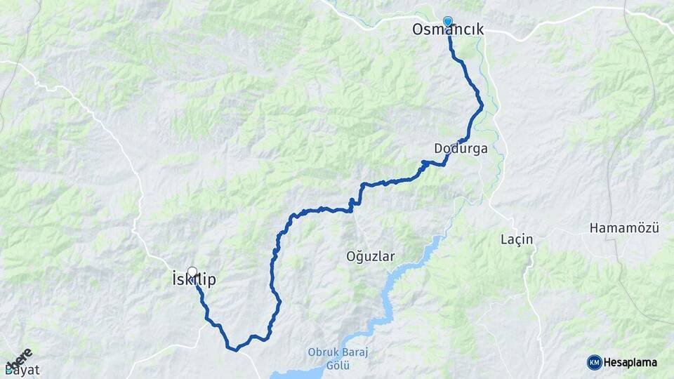 Çorum Osmancık İskilip Arası Kaç Km - Yol Haritası
