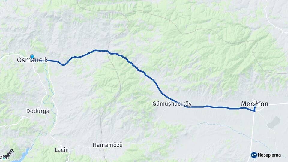 Çorum Osmancık Merzifon Amasya Arası Kaç Km - Yol Haritası