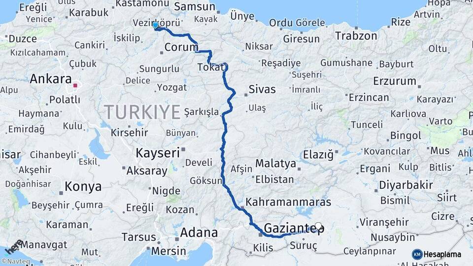Çorum Osmancık Şanlıurfa Arası Kaç Km - Yol Haritası