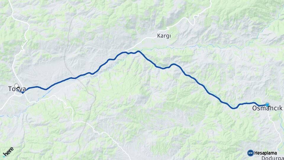Çorum Osmancık Tosya Kastamonu Arası Kaç Km - Yol Haritası