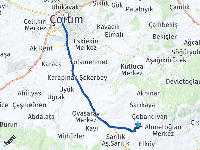 Sazak Çorum Arası Kaç Km - Yol Tarifi