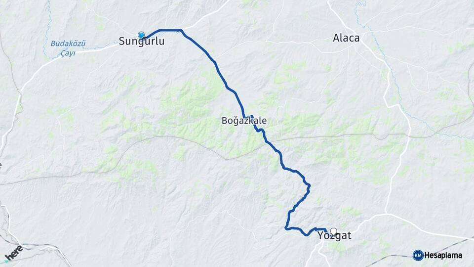 Çorum Sungurlu Yozgat Arası Kaç Km - Yol Haritası