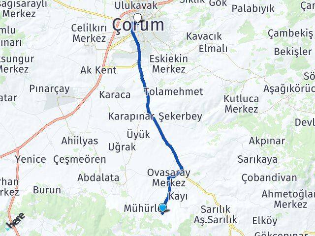 Türkayşe Çorum Arası Kaç Km - Yol Tarifi