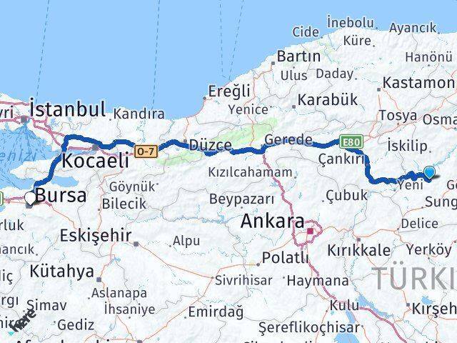 Uğurludağ Bursa Arası Kaç Km - Yol Tarifi