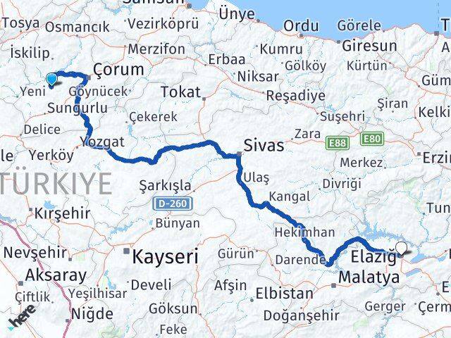 Uğurludağ Elazığ Arası Kaç Km - Yol Tarifi