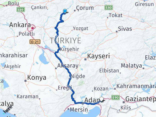 Çorum Uğurludağ Osmaniye Arası Kaç Km - Yol Haritası