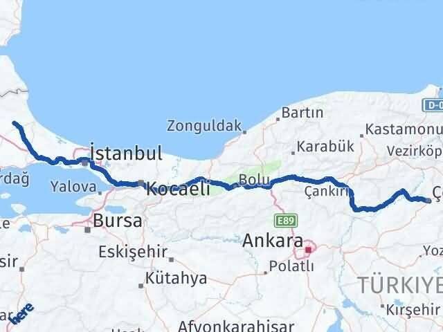 Çorum Vize Kırklareli Arası Kaç Km - Yol Haritası