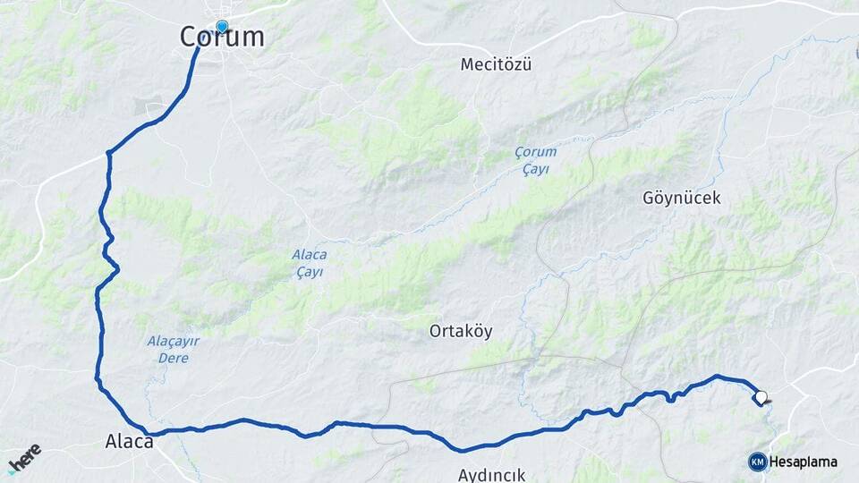 Çorum Yapalak Zile Tokat Arası Kaç Km - Yol Haritası