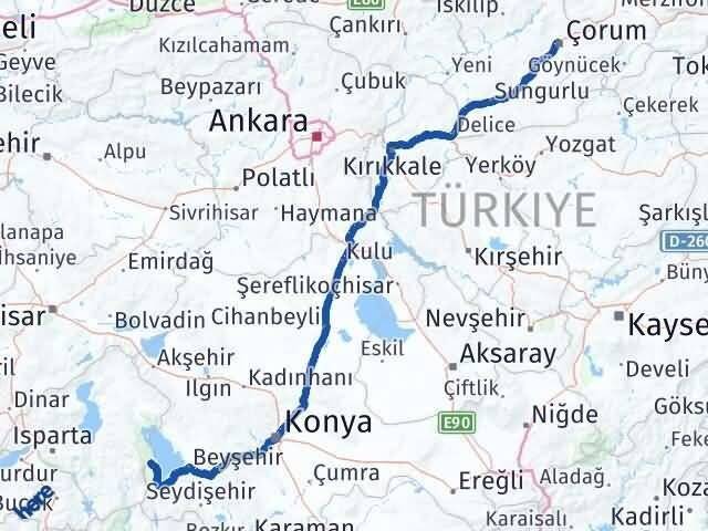 Çorum Yenişarbademli Arası Kaç Km - Yol Tarifi