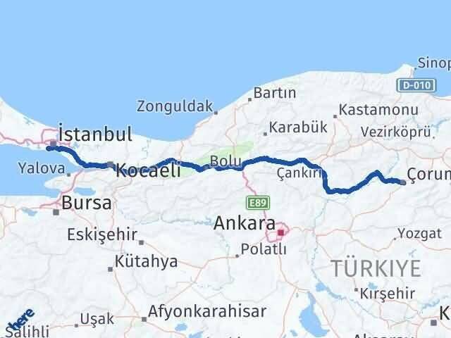 Çorum Zeytinburnu İstanbul Arası Kaç Km - Yol Haritası