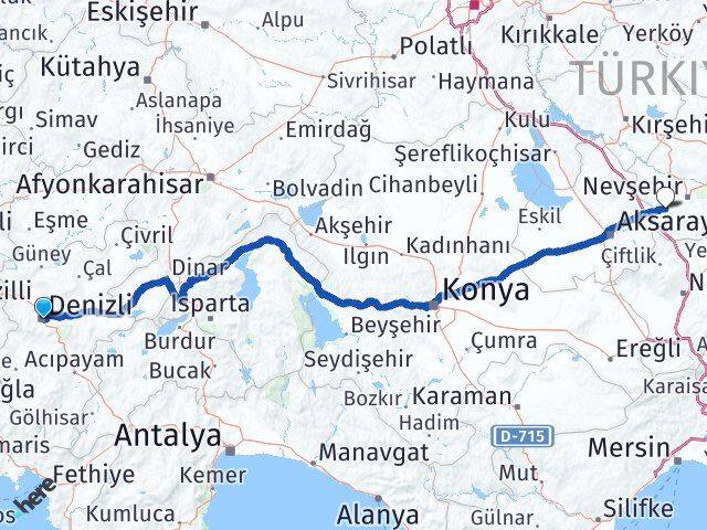 Denizli Acıgöl Nevşehir Arası Kaç Km - Yol Haritası