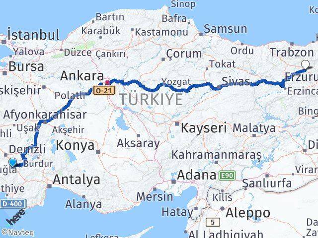 Denizli Acıpayam Bayburt Arası Kaç Km - Yol Haritası