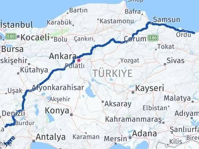 Denizli Acıpayam Giresun Arası Kaç Km - Yol Haritası