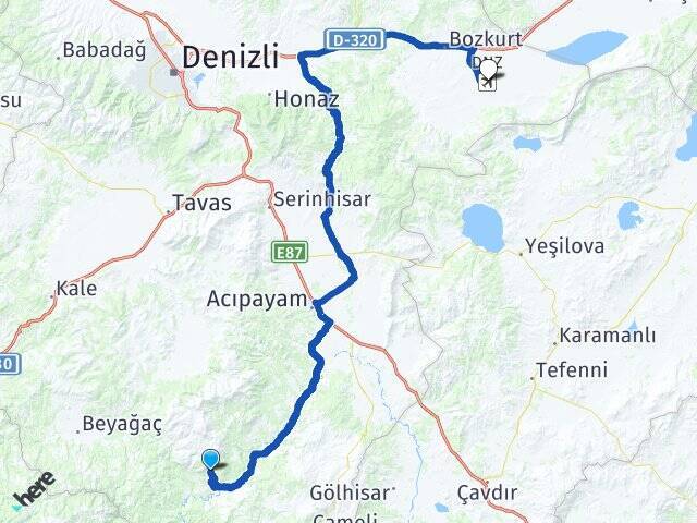 Hisar Çardak Havalimanı Arası Kaç Km - Yol Tarifi