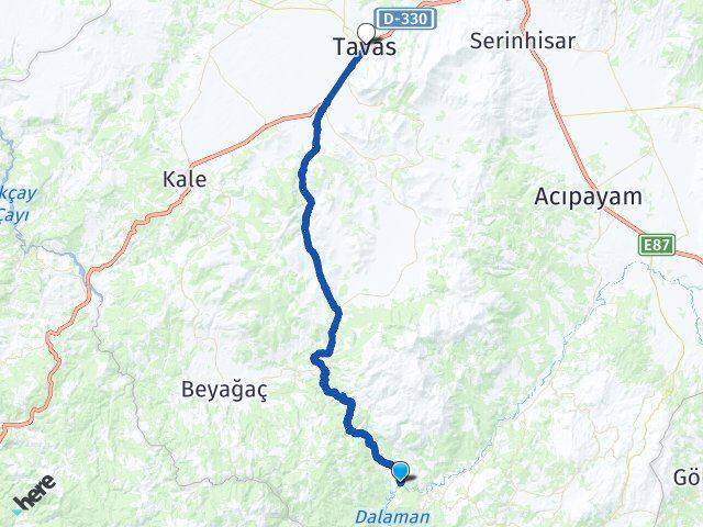 Karaismailler Tavas Arası Kaç Km - Yol Tarifi