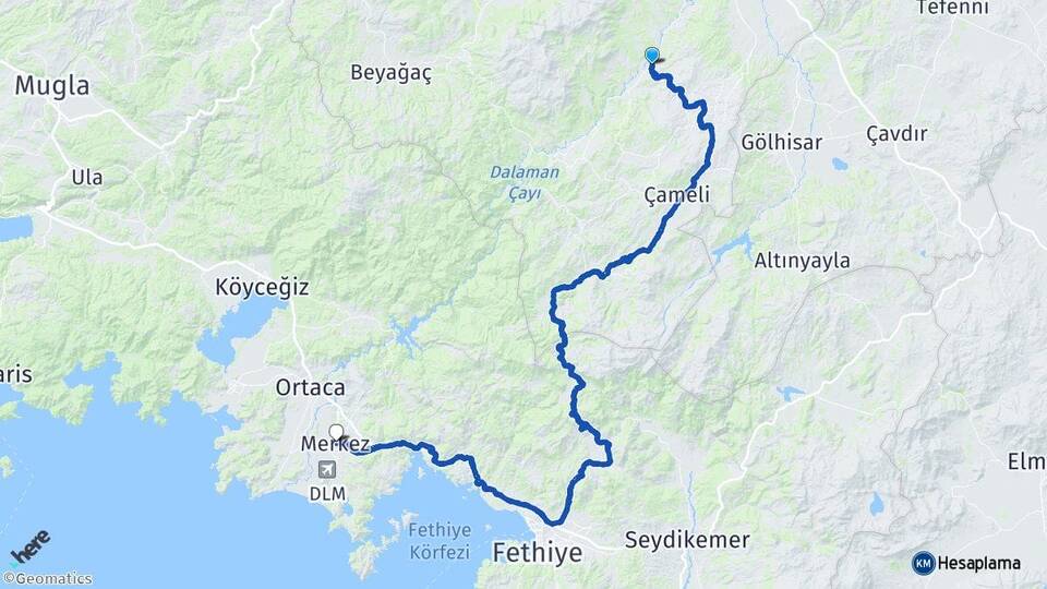 Kelekçi Dalaman Arası Kaç Km - Yol Tarifi