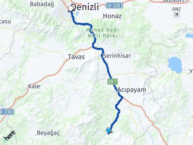 Kelekçi Denizli Otogarı Arası Kaç Km - Yol Tarifi