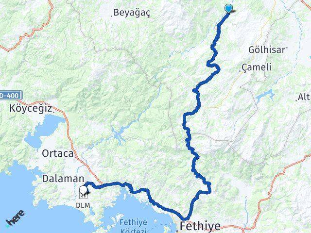 Kelekçi Muğla Dalaman Havalimanı Arası Kaç Km - Yol Tarifi