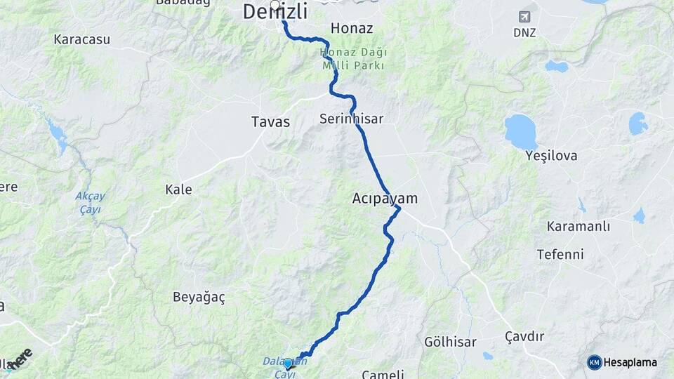 Yolçatı Denizli Arası Kaç Km - Yol Tarifi