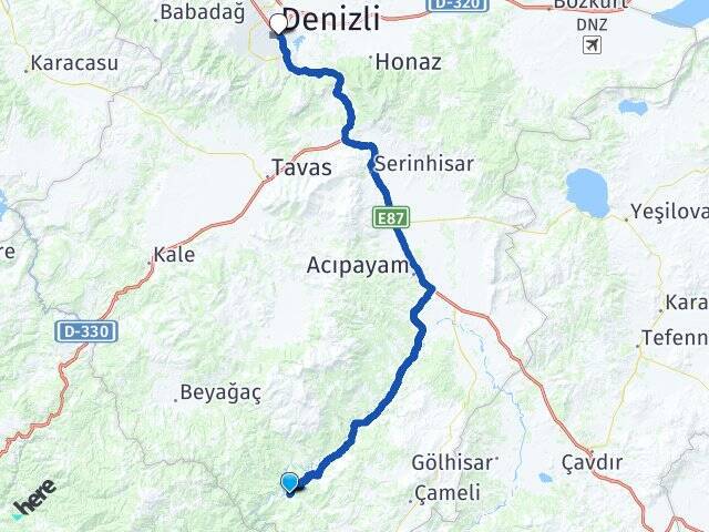 Yolçatı Denizli Otogarı Arası Kaç Km - Yol Tarifi