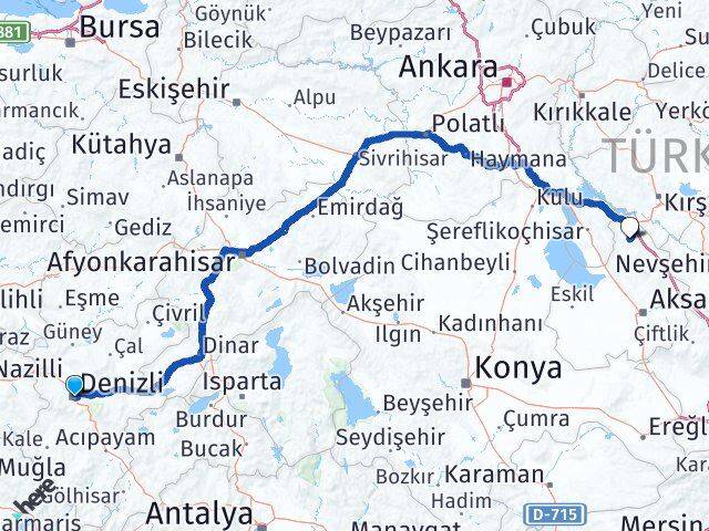 Denizli Ağaçören Aksaray Arası Kaç Km - Yol Haritası