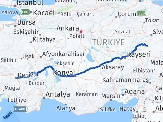 Denizli Altınyayla Sivas Arası Kaç Km - Yol Haritası
