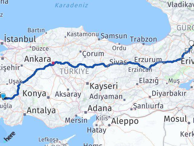 Denizli Arpaçay Kars Arası Kaç Km - Yol Haritası