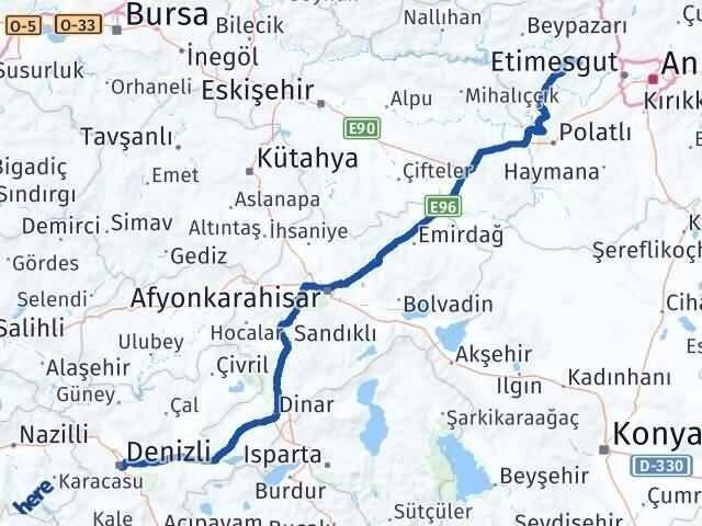 Denizli Ayaş Ankara Arası Kaç Km - Yol Haritası