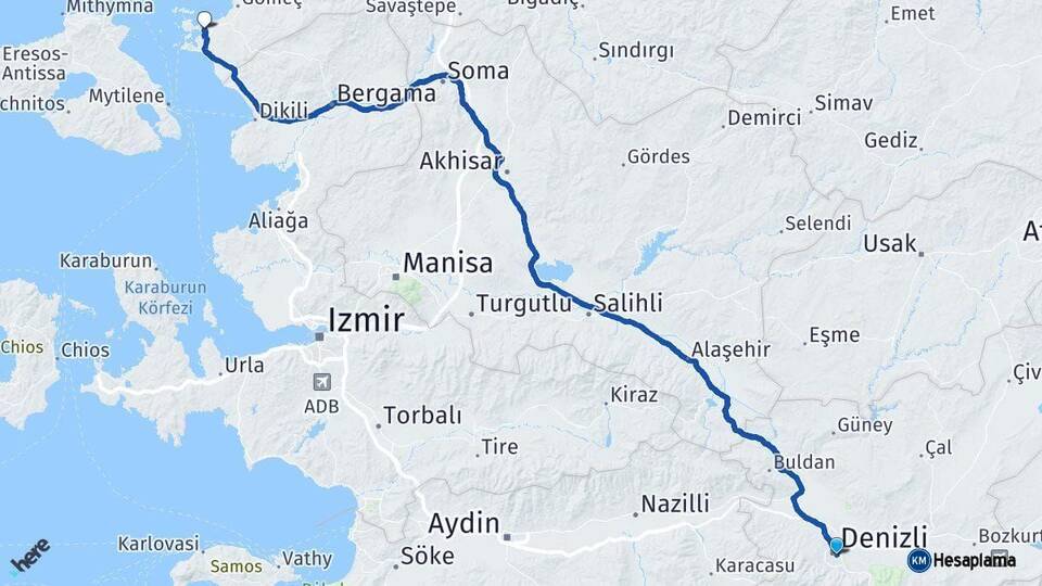 Denizli Ayvalık Balıkesir Arası Kaç Km - Yol Haritası