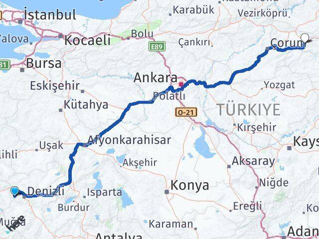 Denizli Babadağ Amasya Arası Kaç Km - Yol Haritası