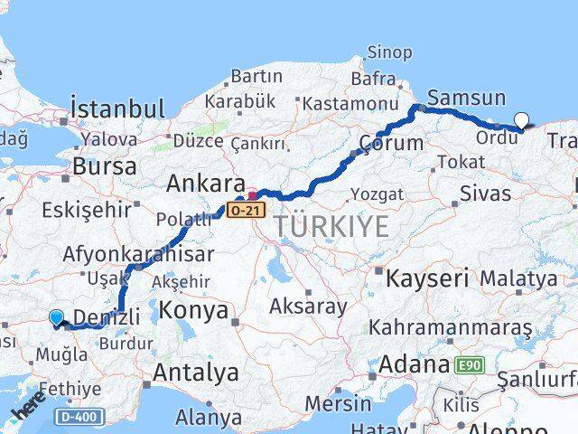 Denizli Babadağ Giresun Arası Kaç Km - Yol Haritası