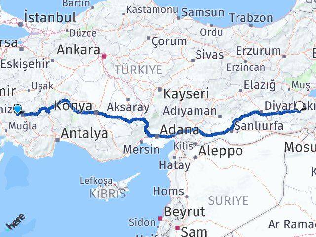 Denizli Babadağ Siirt Arası Kaç Km - Yol Haritası