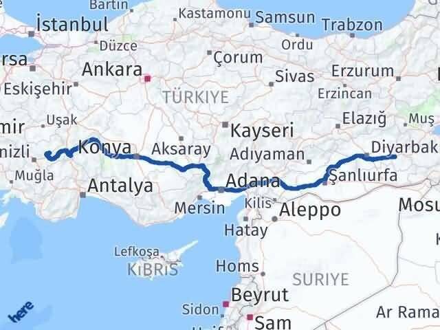 Denizli Baklan Batman Arası Kaç Km - Yol Haritası
