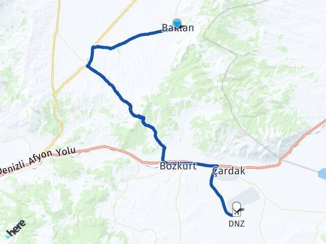 Baklan Çardak Havalimanı Arası Kaç Km - Yol Tarifi