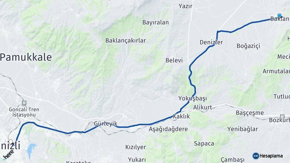 Baklan Denizli Otogarı Arası Kaç Km - Yol Tarifi