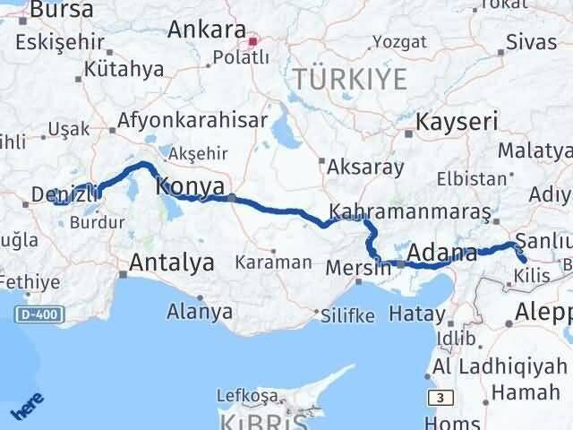 Denizli Baklan Gaziantep Arası Kaç Km - Yol Haritası
