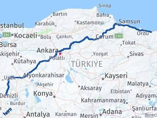 Denizli Baklan Giresun Arası Kaç Km - Yol Haritası