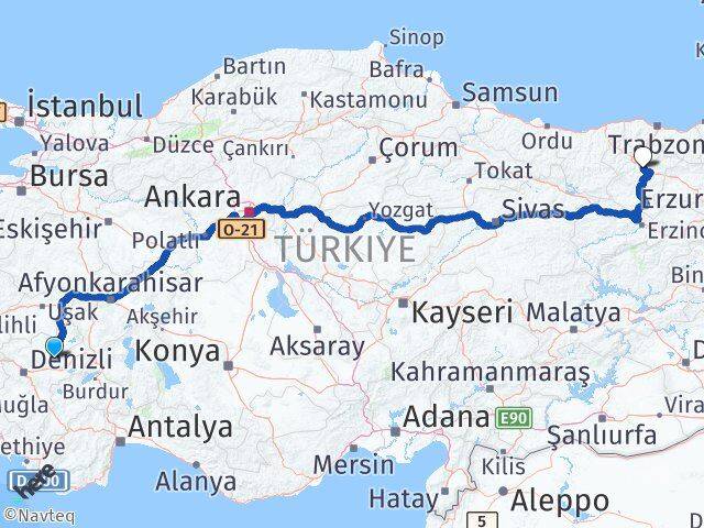 Denizli Baklan Gümüşhane Arası Kaç Km - Yol Haritası
