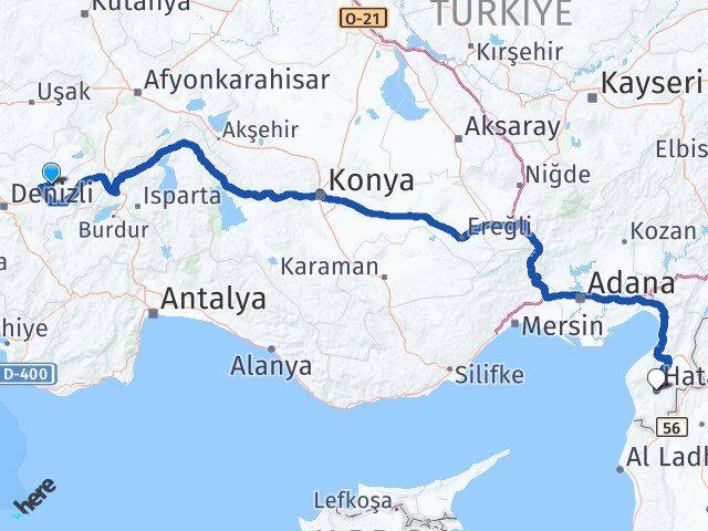 Denizli Baklan Hatay Arası Kaç Km - Yol Haritası