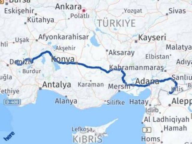 Denizli Baklan Kilis Arası Kaç Km - Yol Haritası